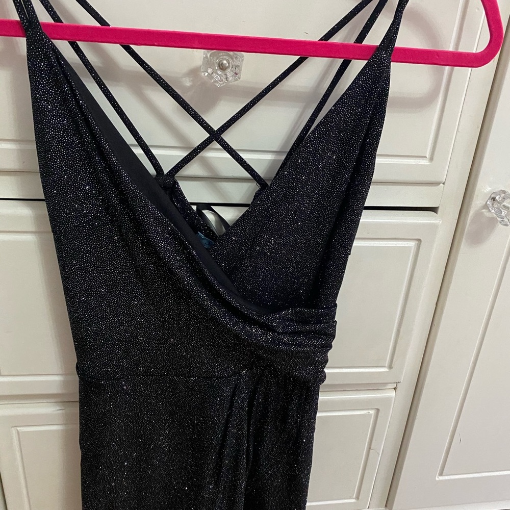 Black Sparkly Asymmetrical Dress